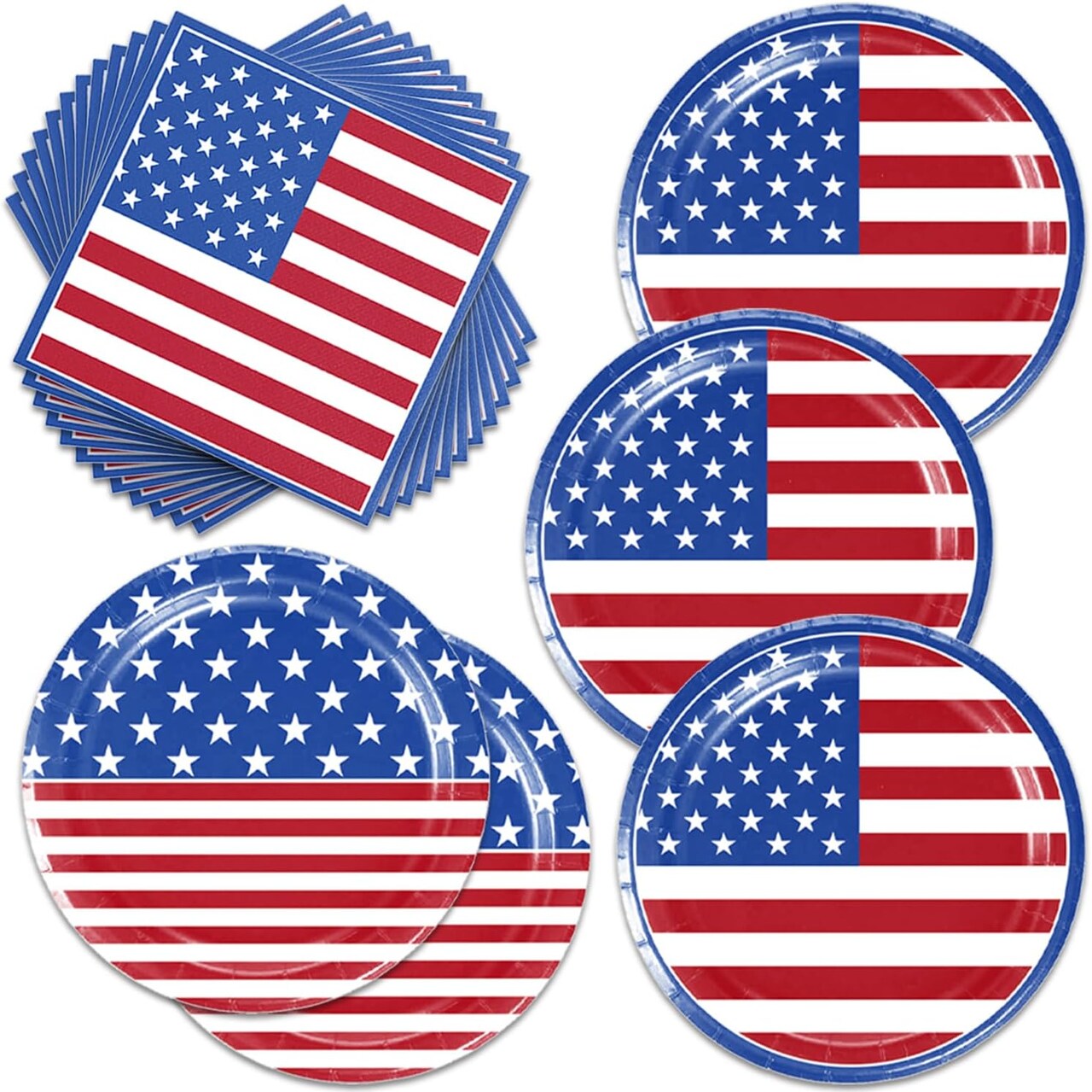 48pcs Independence Day Party Supplies,include 24 Dessert plate, 24 Napkin (Independence Day)